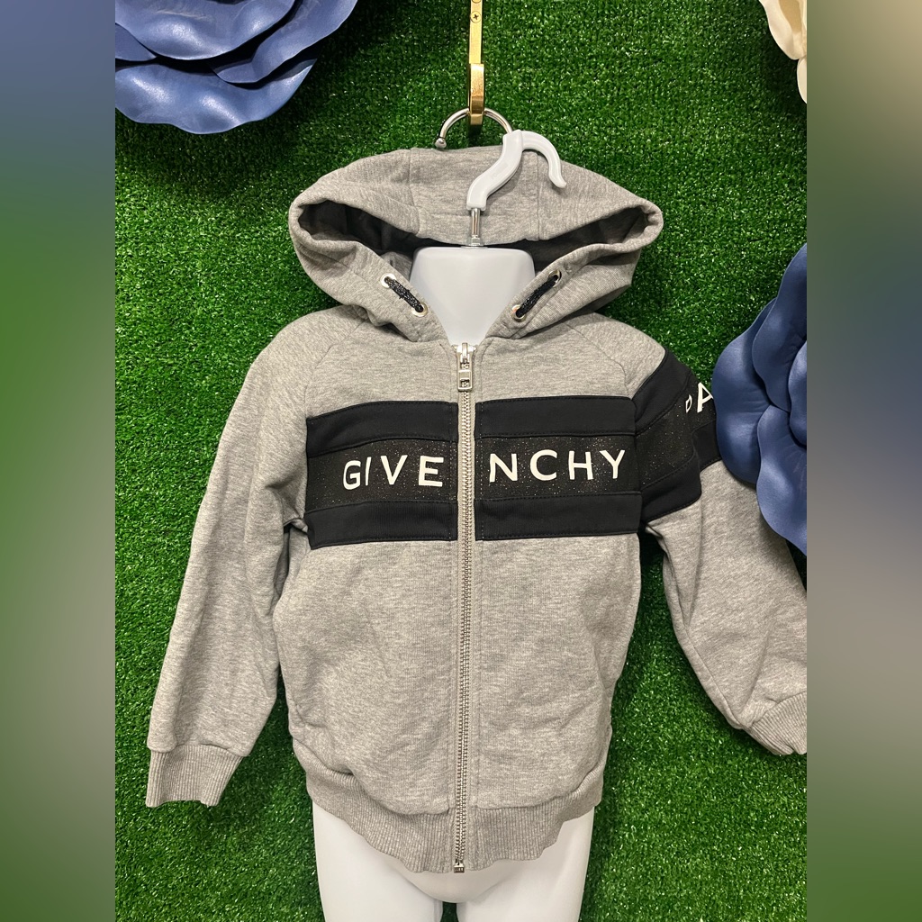 Givenchy Gray And Black Hooded Zip Up Size 4 Toddler